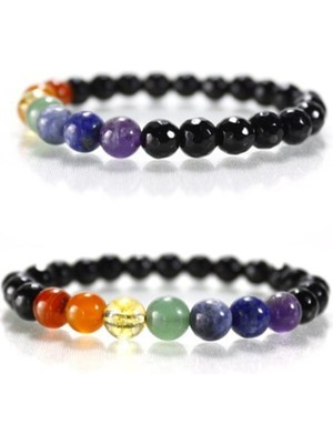 Oniks Çakra Bileklik, 7 Farklı Doğal Taş ile Enerji Dengeleyici