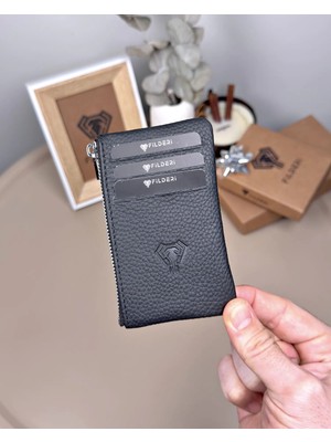 Fil Deri Hakiki Deri Fermuarlı Mini Para Bölmeli Kartlık 2126