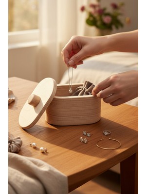 Feyza Design Ahşap Çok Amaçlı Takı ve Makyaj Saklama Kutusu Dekoratif