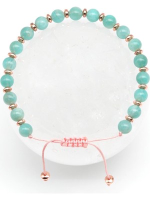 Doğal Amazonit Taşlı Makrome Bileklik, Zarif ve Şık Takı Hediye