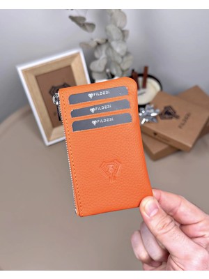 Fil Deri Hakiki Deri Fermuarlı Mini Para Bölmeli Kartlık 2126