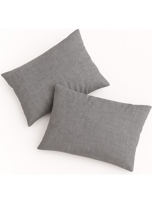 Teksev Vevra 2 Li Çizgili Antrasit Renk Yastık Kılıfı Pamuklu Kumaş Fermuarlı