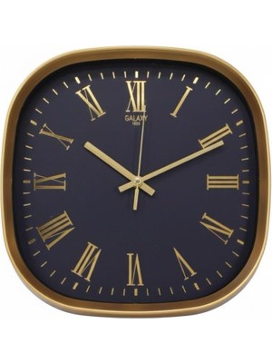 Galaxy Premium Serisi Abs Kasa Duvar Saati Oval 30 cm Roma Rakamlı Gold-Lacivert