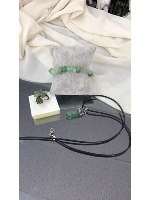 Doğal Taş Bileklik, Kolye ve Yüzük Seti, Şık ve Zarif Takı Tasarımı