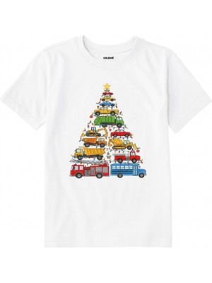 Colermi Pamuk Kumaş Çocuk Tişörtü – Araçlı Yılbaşı Ağacı Baskılı