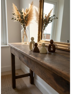 Semy Store Anne Baba ve 2 Çocuktan Oluşan 4' Lü Aile Biblo Seti, Ev Dekorasyon, Süs, Biblo, Obje,