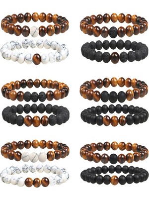 12 Adet Karışık Doğaltaş Bileklik Seti, Şık ve Renkli Aksesuarlar