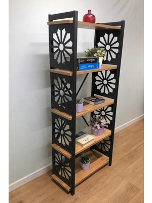 Desenli, Lazer Kesim, Metal, 5'li Raf,çiçeklik,kitaplık, Dolap