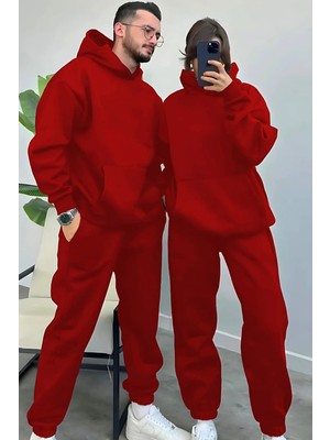 Yakamel Kadın-Erkek Çiftlere Özel Oversıze Kalın Eşofman Takımı