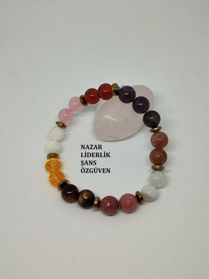 Doğal Taş Bileklik, Ametist, Güneş Taşı, Ay Taşı, Akik, Hematit, Sitrin