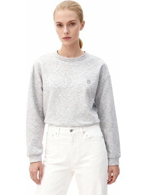 Rays 3117A Nakışlı Bisiklet Yaka Sweat Gri