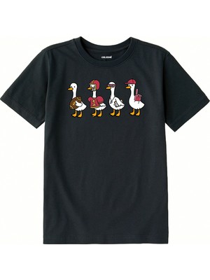 Colermi Pamuk Kumaş Çocuk Tişörtü – Sporcu Kazlar Baskılı