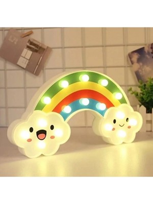 Marsilyan Gülen Bulutlu Gökkuşağı LED Gece Lambası