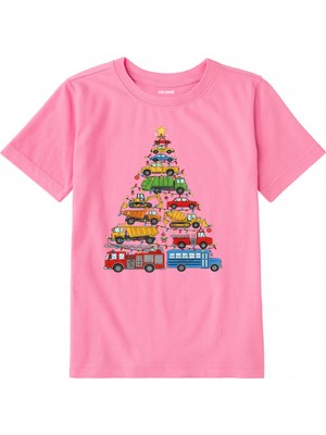Colermi Pamuk Kumaş Çocuk Tişörtü – Araçlı Yılbaşı Ağacı Baskılı
