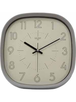 Galaxy Premium Serisi Abs Kasa Duvar Saati Oval 30 cm Gri Renkli Modern Kadran