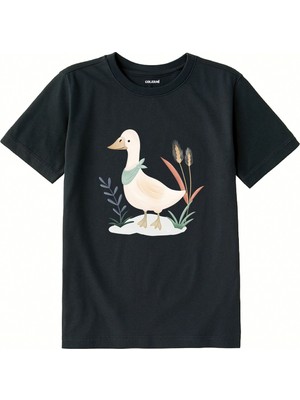 Colermi Pamuk Kumaş Çocuk Tişörtü – Doğal Ördek Tasarımlı T-Shirt