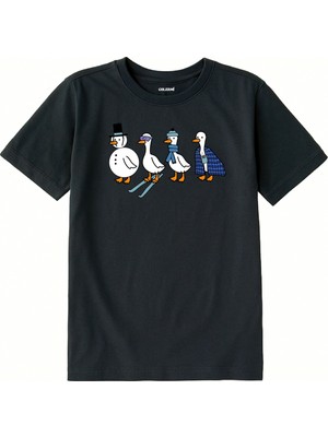 Colermi Pamuk Kumaş Çocuk Tişörtü – Dört Kaz Baskılı Tişört