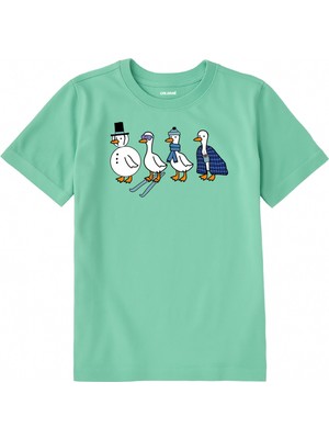 Colermi Pamuk Kumaş Çocuk Tişörtü – Dört Kaz Baskılı Tişört