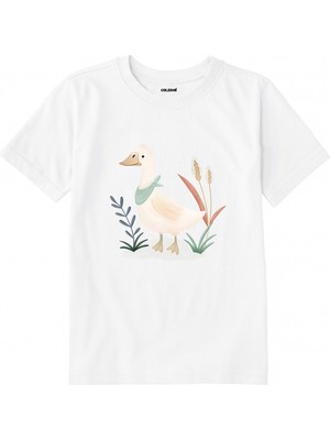 Colermi Pamuk Kumaş Çocuk Tişörtü – Doğal Ördek Tasarımlı T-Shirt