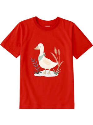 Colermi Pamuk Kumaş Çocuk Tişörtü – Doğal Ördek Tasarımlı T-Shirt