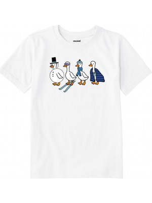 Colermi Pamuk Kumaş Çocuk Tişörtü – Dört Kaz Baskılı Tişört