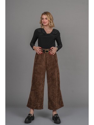 MissVina Kadife Yüksek Bel Bol Paça Pantolon 30335