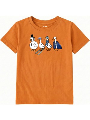 Colermi Pamuk Kumaş Çocuk Tişörtü – Dört Kaz Baskılı Tişört