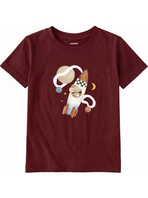Colermi Pamuk Kumaş Çocuk Tişörtü – Uzay Roketi Baskılı T-Shirt