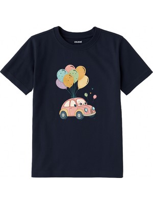 Colermi Pamuk Kumaş Çocuk Tişörtü – Balonlu Sevimli Araba Baskılı T-Shirt