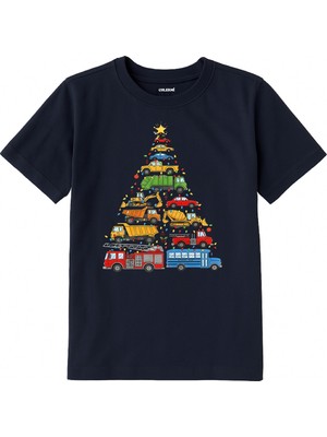 Colermi Pamuk Kumaş Çocuk Tişörtü – Araçlı Yılbaşı Ağacı Baskılı