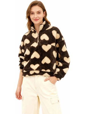 Rays 3121A Kalpli Fermuarlı Sweat Kahve