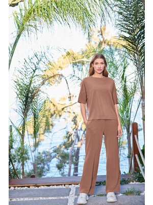 Monamise Kadın Kısa Kollu Bisiklet Yaka Alt Üst Takım 25073