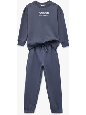 Koton Baskılı Uzun Kollu Bisiklet Yaka Şardonlu Eşofman Takımı