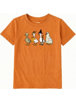 Colermi Pamuk Kumaş Çocuk Tişörtü – Kostümlü Kazlar Baskılı