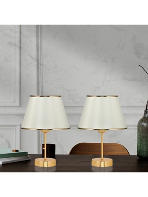 Feyza Design Şık 2'li Abajur Seti, Komodin Üzeri, Yatak Odası ve Çocuk Odası Için