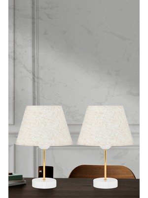 Feyza Design Şık 2'li Abajur Seti, Komodin ve Yatak Odası Dekorasyonu Için