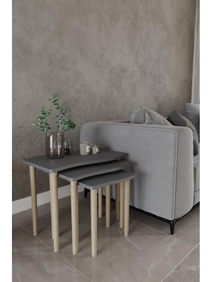 Ed Pet Dizayn 3'lü Zigon Sehpa Takımı – Modern Bayrak Zigon Sehpa, Ahşap Ayaklı Sehpa, – Iç Içe Geçen Çok Amaçlı Sehpa Seti, Salon Sehpası, Yan Sehpa