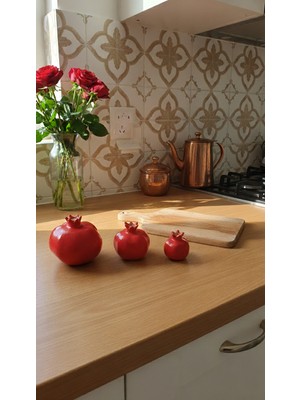 SEMY STORE Nar 3'lü Biblo Set, Ev Dekorasyon, Tasarım, Biblo, Nar, Süs, Şıklık (Ölçülerine Dikkat Ediniz)