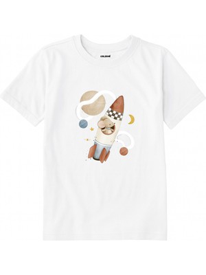 Colermi Pamuk Kumaş Çocuk Tişörtü – Uzay Roketi Baskılı T-Shirt