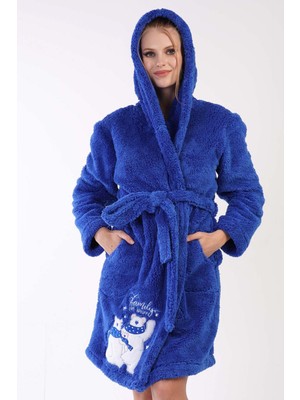 Vienetta Kadın Kışlık Sabahlık Kapüşonlu Uzun Kollu Yumuşak Dokulu Welsoft Kumaş C5T5N0603