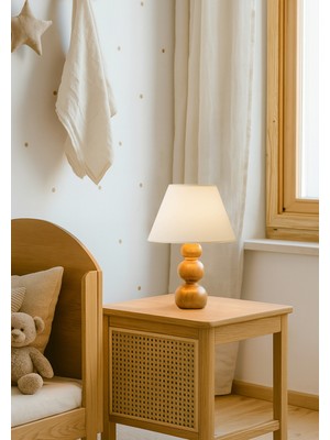 Feyza Design Elmore Ahşap Abajur, Şık ve Doğal Dekorasyon Aksesuarı