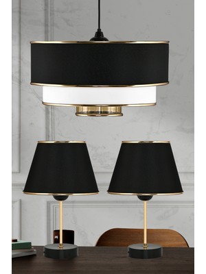Feyza Design 3 Katlı Modern Avize ve Abajur Seti, Yatak Odası, Çocuk Odası, Salon, Mutfak