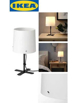 Feyza Design Şık Siyah Beyaz Akdeniz Barlak Masa Lambası 31 cm Modern E14