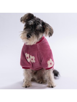 Pettrend Pembe Çiçek Desenli Pink Blossom Sweat ( Dar Kalıp) Kedi Köpek Sweati Kedi Köpek Kıyafeti Köpek Peluşu Sıcak Tutan Sweat