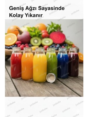 JUNIBELIW 6 Adet Boş Cam Ginger Shot Şişesi Sızdırmaz Metal Kapak Geniş Ağızlı Meyve Suyu Kavanoz Şişe 6X100ML