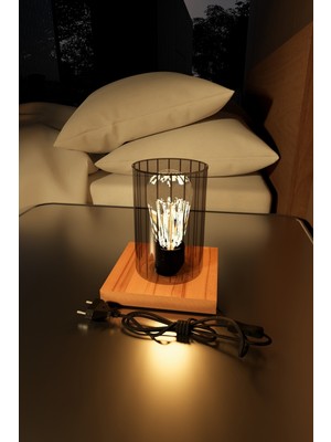 Feyza Design Modern Mika Camlı Masa Üstü Komodin Abajur, Şık ve Şeffaf Tasarım