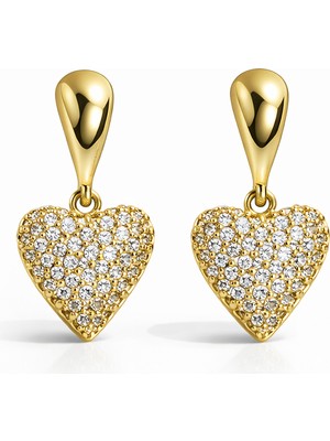 Toz Vintage Arvento Işıltılı Kalp Taşlı Vintage Retro Küpe