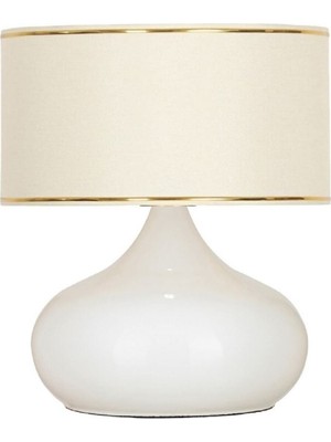 Feyza Design Şık Metal Ayaklı Bej Renk Masa, Komodin ve Vitrin Üstü Abajur