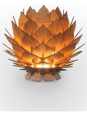 Feyza Design Şapkası Tasarımlı Dekoratif Avize, Ceviz Renkli Sarkıt Lambader