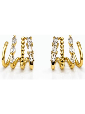 Toz Vintage Clarion Çoklu Taşlı Altın Renk Vintage Retro Küpe